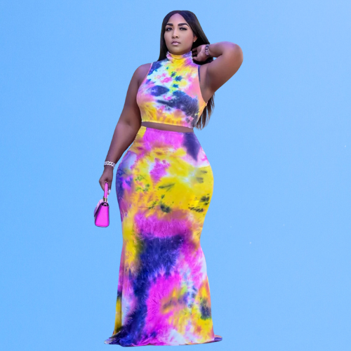 Plus Size Tie Dye Two-Piece Set