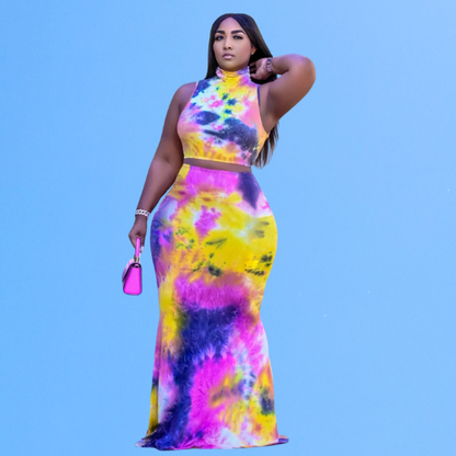 Plus Size Tie Dye Two-Piece Set