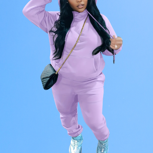 Plus Size Fleece Hooded Tracksuit