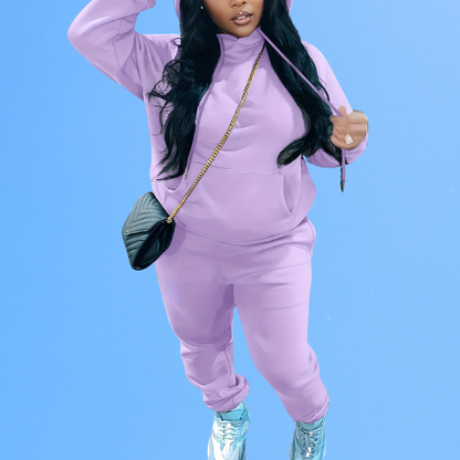 Plus Size Fleece Hooded Tracksuit