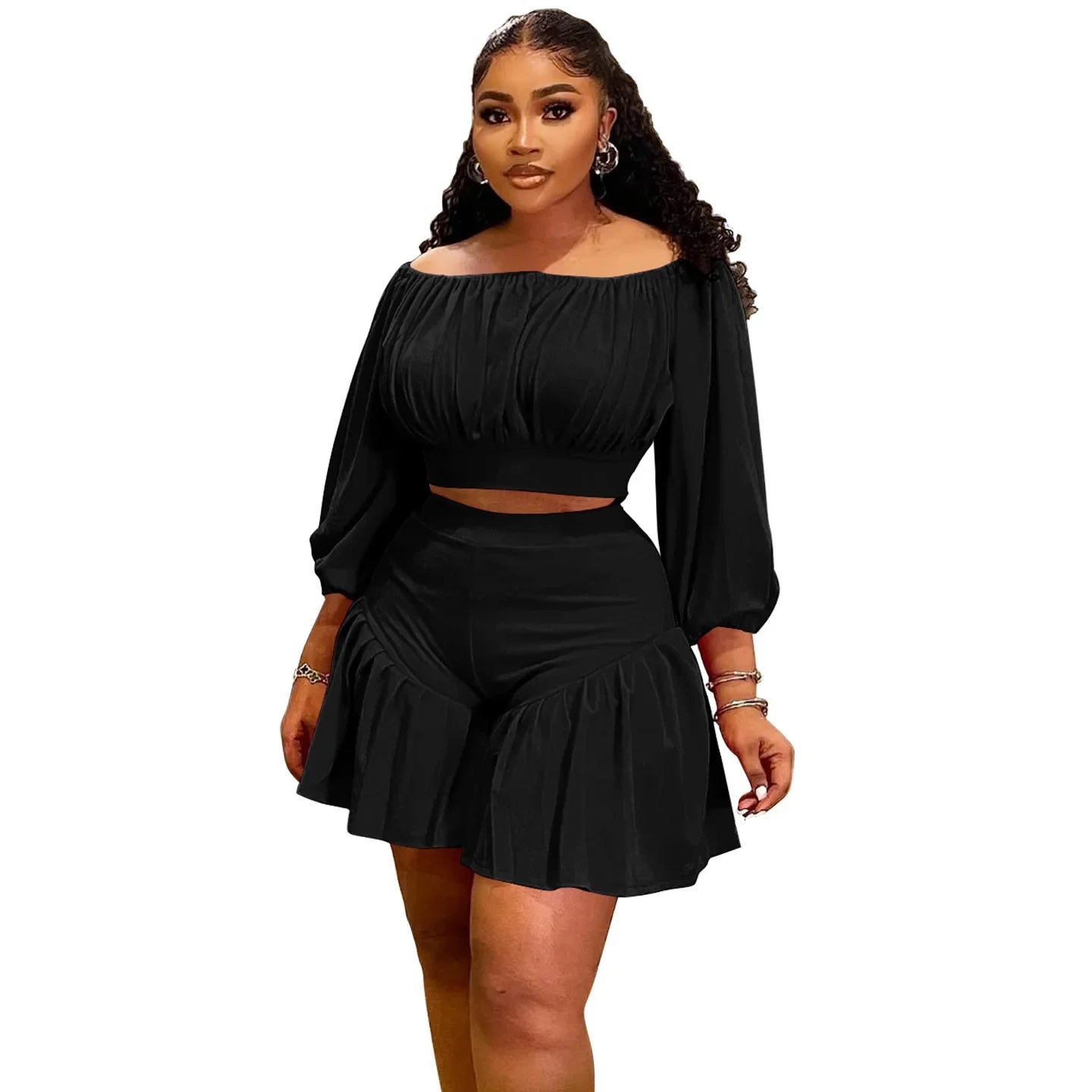 Plus Size Ruched 2-Piece Set