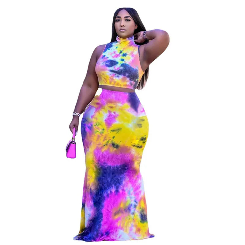 Plus Size Tie Dye Two-Piece Set