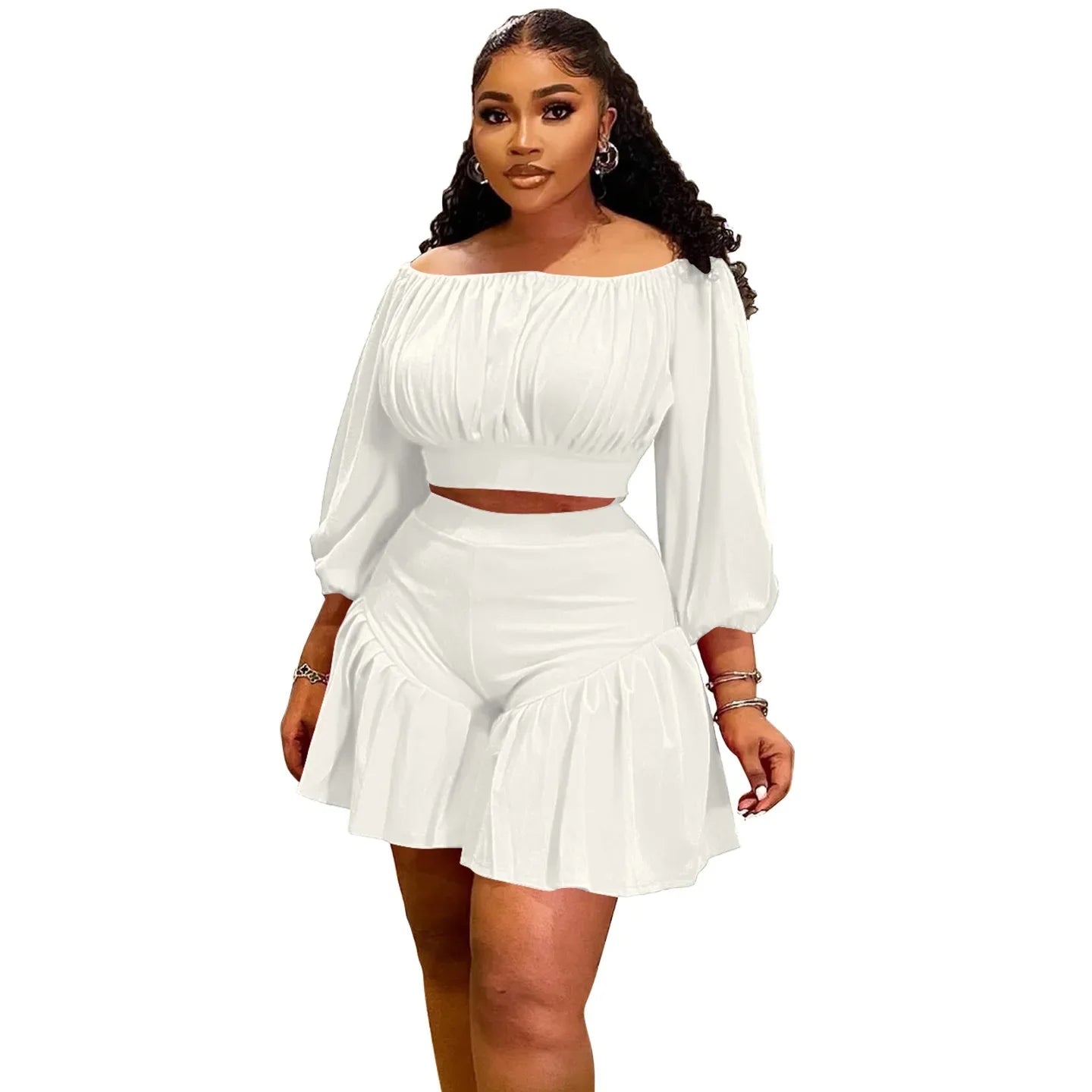 Plus Size Ruched 2-Piece Set