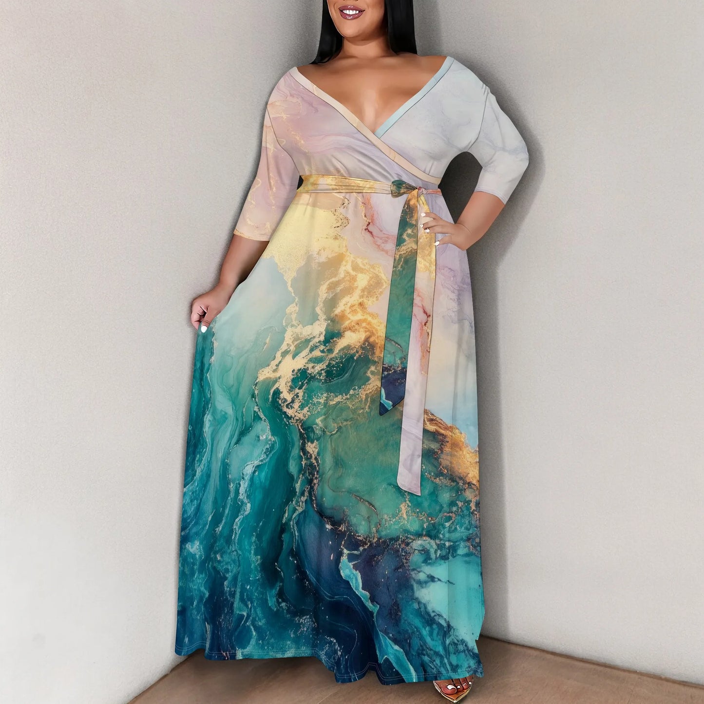 Plus Size Printed Maxi Dress