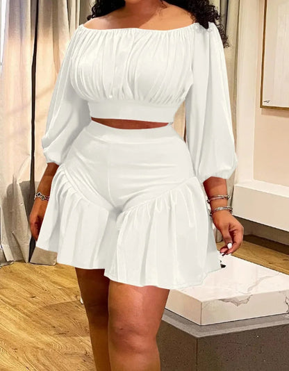 Plus Size Ruched 2-Piece Set