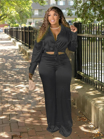 Plus Size Satin Two-Piece Set