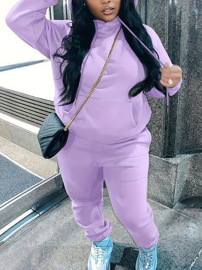 Plus Size Fleece Hooded Tracksuit