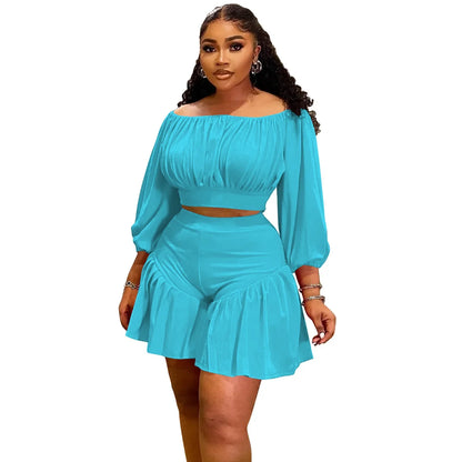 Plus Size Ruched 2-Piece Set